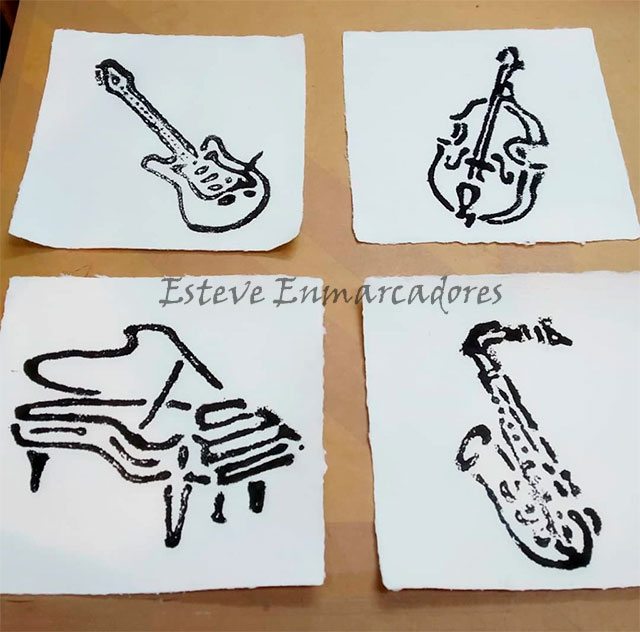 Pruebas de grabados instrumentos de música - Esteve Enmarcadores